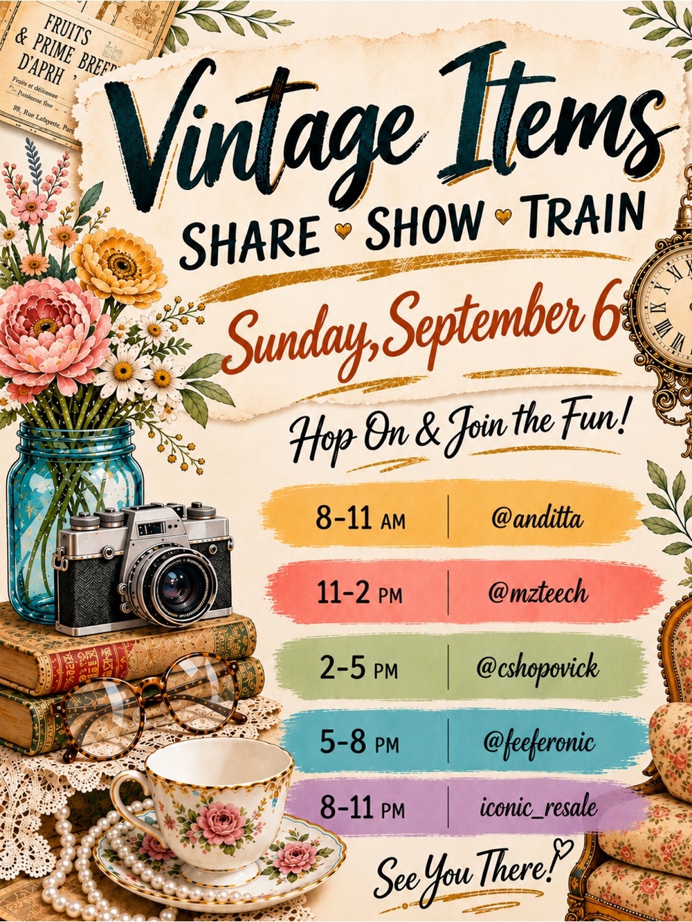 @cshopovick CAROLYNβS VINTAGE SHARE SHOW TRAIN π!! Sun, 9/13 2-5pm EST - Picture 2 of 6